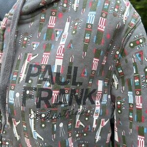 VTG 2009 Paul Frank Industries zip Hoody NASA/Military Print RARE! Mens size S